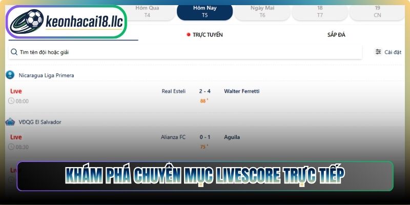 Khám phá chuyên mục livescore trực tiếp